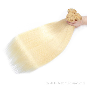 Wholesale price 613 straight hair virgin brazilian blonde color human hair bundles full cuticle aligned 613 hair